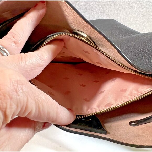 Kate Spade Black Crossbody Bucket Bag Womens Black Pebbled Leather Gold Accent - Picture 8 of 8